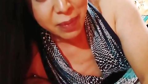 Shemale takes off her outfit and sucks a guy's dick