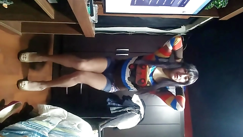 Horny shemale gets her tight pussy pumped with a dildo