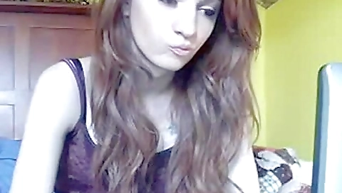 Sexy girl in white blouse and red skirt on solo video