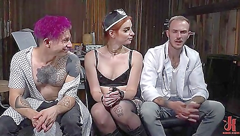 Slutty bitch with a tight body fucked in a threesome