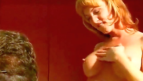 Busty blonde with big ass fucked in the group sex scene