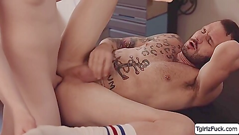 Sexy lingerie massage therapist fucks client's asshole