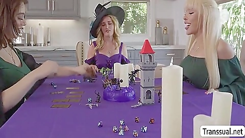 Coco Lovelock Sucks Two Shemale Wizard Under Table 10 Min