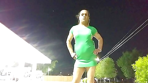 Bianca is walking in the park and showing off her ass