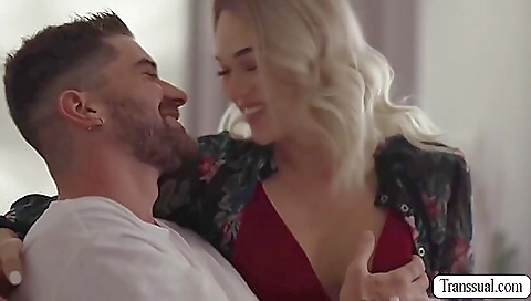 Blonde stepsister with huge tits and ass sucking cock