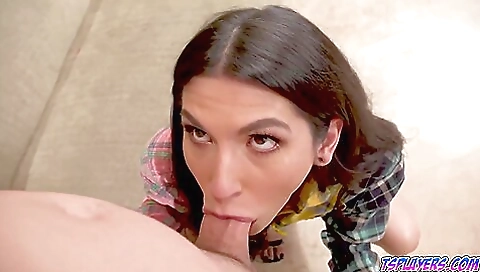 Deepthroat anal blowjob for a naughty babe in an interracial video