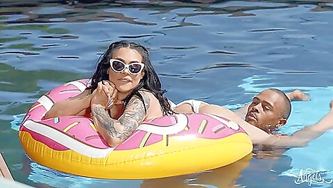 Brunette gets a tattoo in her butt hole for a movie